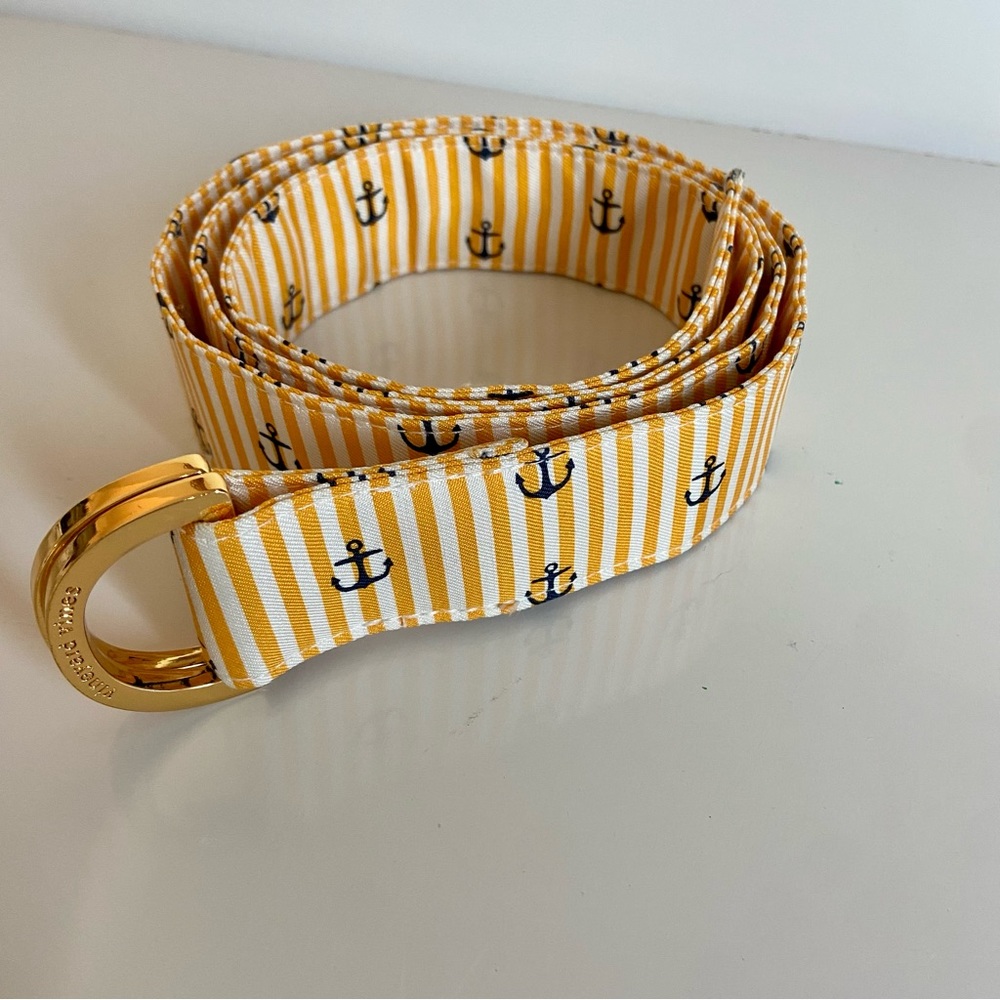Vineyard Vines Anchor Striped D-Ring Belt Large Silk EUC